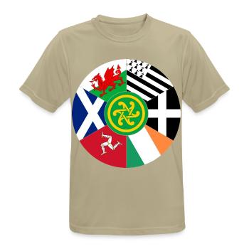 Celtic Nations Flags, Pan Celtic, Wales, Scotland - Men's Breathable T-Shirt - sand beige - Front - AI Model Male 185 dark (185cm)