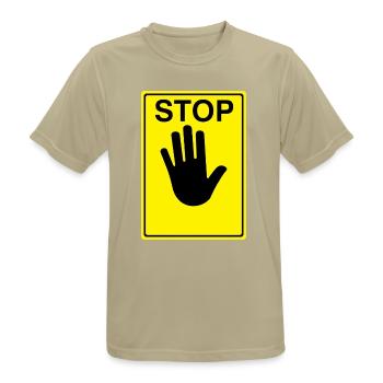 Stop Sign Logo - Men's Breathable T-Shirt - sand beige - Front - AI Model Male 185 dark (185cm)