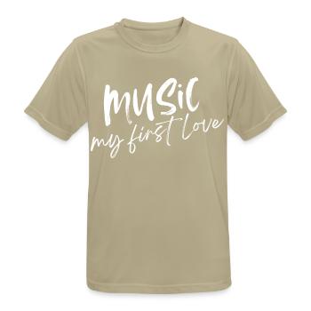 Musique - Mon premier amour - T-shirt respirant Homme - beige sable - Devant - AI Model Male 185 dark (185cm)