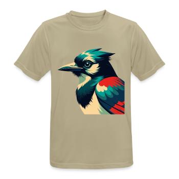 Blauhäher Cartoon Figur Buntes Haustier Tier - Männer T-Shirt atmungsaktiv - Sandbeige - Vorne - AI Model Male 185 dark (185cm)