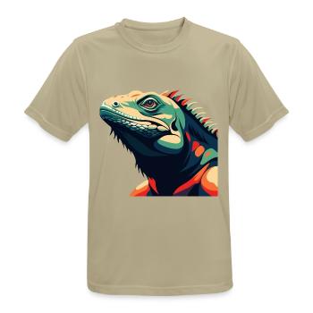 Iguana Cartoon Character Colorful Pet Animal - Men's Breathable T-Shirt - sand beige - Front - AI Model Male 185 dark (185cm)