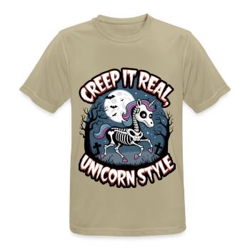 Creep It Real Unicorn Style - Men's Breathable T-Shirt - sand beige - Front - AI Model Male 185 dark (185cm)