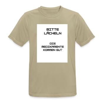 Keep Smiling - Männer T-Shirt atmungsaktiv - Sandbeige - Vorne - AI Model Male 185 dark (185cm)