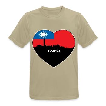 Taipeh Taiwan Flagge Skyline Reise Souvenir - Männer T-Shirt atmungsaktiv - Sandbeige - Vorne - AI Model Male 185 dark (185cm)