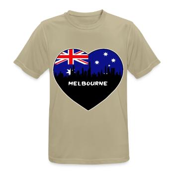 Melbourne Australien Flagge Skyline Reise Souvenir - Männer T-Shirt atmungsaktiv - Sandbeige - Vorne - AI Model Male 185 dark (185cm)