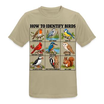 How to Identify Birds Funny Birding Birder Fitted  - Männer T-Shirt atmungsaktiv - Sandbeige - Vorne - AI Model Male 185 dark (185cm)