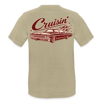 Cruisin’ Classic Car - Männer T-Shirt atmungsaktiv - Sandbeige - Hinten - AI Model Male 185 dark (185cm)