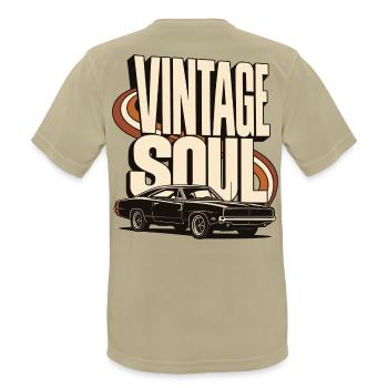 Vintage Soul Classic Car - Männer T-Shirt atmungsaktiv - Sandbeige - Hinten - AI Model Male 185 dark (185cm)