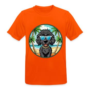Schwarze russische Terrier Hunderasse Cartoon Sonnenbrille - Männer T-Shirt atmungsaktiv - Neonorange - Vorne - AI Model Male 185 dark (185cm)
