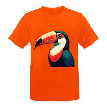Toucan Cartoon Character Colorful Pet Animal - Men's Breathable T-Shirt - neon orange - Front - AI Model Male 185 dark (185cm)