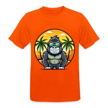 Gorilla Lustige Cartoon Sommer Strand Sonnenbrille Cool - Männer T-Shirt atmungsaktiv - Neonorange - Vorne - AI Model Male 185 dark (185cm)