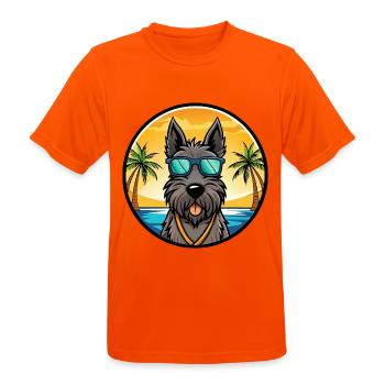 Scottish Terrier Hunderasse Cartoon Sonnenbrille Strand - Männer T-Shirt atmungsaktiv - Neonorange - Vorne - AI Model Male 185 dark (185cm)
