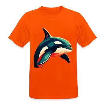 Orca Zeichentrickfigur Buntes Haustier Tier - Männer T-Shirt atmungsaktiv - Neonorange - Vorne - AI Model Male 185 dark (185cm)