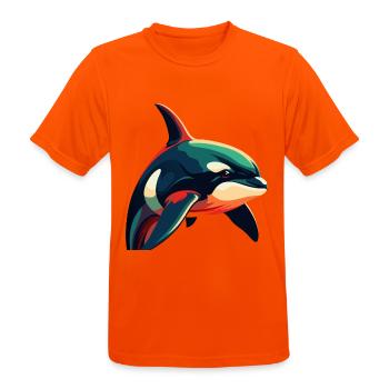 Orca Cartoon-Figur Buntes Haustier - Männer T-Shirt atmungsaktiv - Neonorange - Vorne - AI Model Male 185 dark (185cm)