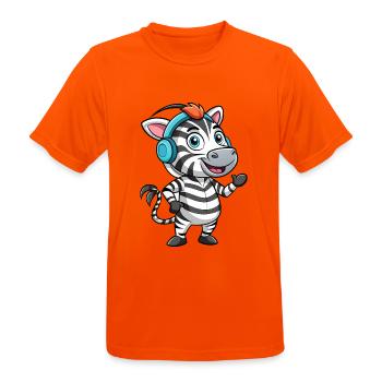 Zebra Lustige Zeichentrickfigur Kopfhörer Musik - Männer T-Shirt atmungsaktiv - Neonorange - Vorne - AI Model Male 185 dark (185cm)