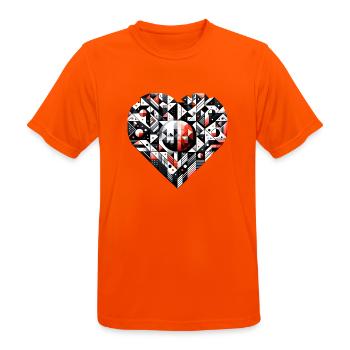 Geometrisches Herz: Ein großes Herz. - Männer T-Shirt atmungsaktiv - Neonorange - Vorne - AI Model Male 185 dark (185cm)