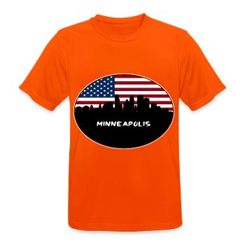 Minneapolis Minnesota USA Flagge Skyline Reisen Souv - Männer T-Shirt atmungsaktiv - Neonorange - Vorne - AI Model Male 185 dark (185cm)