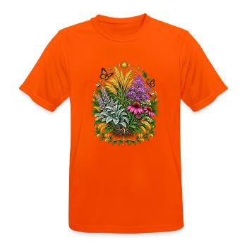 Sonnenmond Blumenkranz - Männer T-Shirt atmungsaktiv - Neonorange - Vorne - AI Model Male 185 dark (185cm)