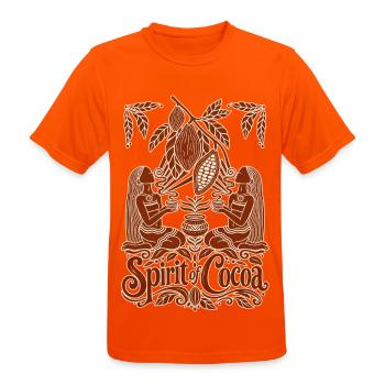 Spirit of Cocoa – Kakao Ritual & Boho Design - Männer T-Shirt atmungsaktiv - Neonorange - Vorne - AI Model Male 185 dark (185cm)
