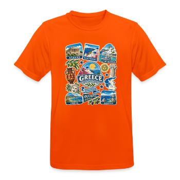 Griechenland Reisesticker - Männer T-Shirt atmungsaktiv - Neonorange - Vorne - AI Model Male 185 dark (185cm)