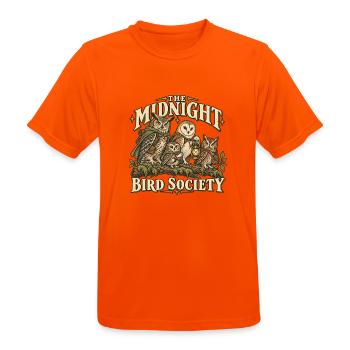 Mitternachts Eulen Gesellschaft - Männer T-Shirt atmungsaktiv - Neonorange - Vorne - AI Model Male 185 dark (185cm)