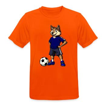 Fussball Wolf Blau - Männer T-Shirt atmungsaktiv - Neonorange - Vorne - AI Model Male 185 dark (185cm)