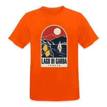 Lago di Garda Vintage-Reiseplakat Gardasee - Männer T-Shirt atmungsaktiv - Neonorange - Vorne - AI Model Male 185 dark (185cm)