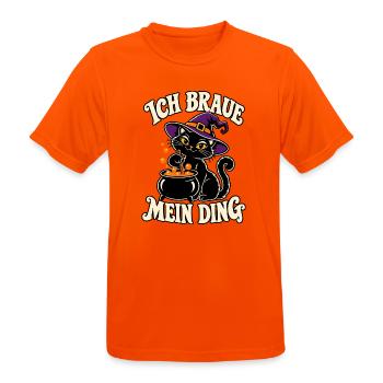 Ich braue mein Ding Katze - Männer T-Shirt atmungsaktiv - Neonorange - Vorne - AI Model Male 185 dark (185cm)