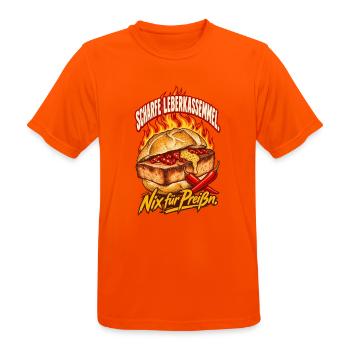 Scharfe Leberkassemmel Nix für Preißn - Männer T-Shirt atmungsaktiv - Neonorange - Vorne - AI Model Male 185 dark (185cm)