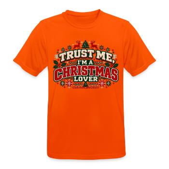 Trust Me I'm a Christmas Lover – Ugly Sweater - Männer T-Shirt atmungsaktiv - Neonorange - Vorne - AI Model Male 185 dark (185cm)