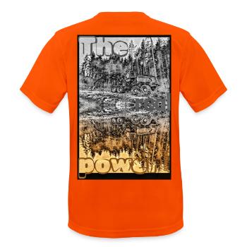 Harvester Shirt Timber Harvester Forestry Company XO751 - Men's Breathable T-Shirt - neon orange - Back - AI Model Male 185 dark (185cm)