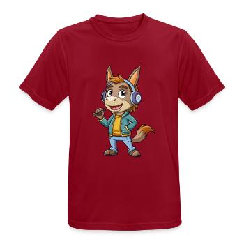 Esel Lustige Cartoon Figur Kopfhörer Musik - Männer T-Shirt atmungsaktiv - Dunkelrot - Vorne - AI Model Male 178 light (178cm)