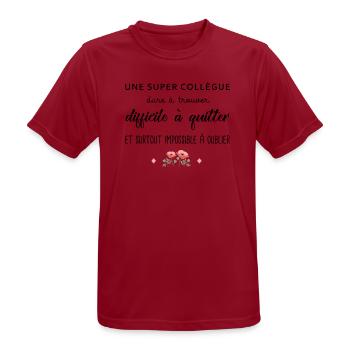Cadeau Collègue une super collègue cadeau retraite - T-shirt respirant Homme - rouge foncé - Devant - AI Model Male 178 light (178cm)