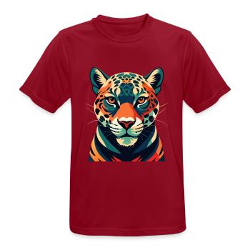 Léopard Personnage De Dessin Animé Animal De Compagnie Coloré - T-shirt respirant Homme - rouge foncé - Devant - AI Model Male 178 light (178cm)