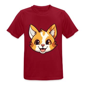 Pixie Bob Katze Cartoon Aquarell Illustration - Männer T-Shirt atmungsaktiv - Dunkelrot - Vorne - AI Model Male 178 light (178cm)