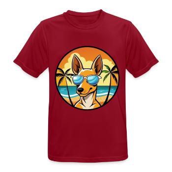 Podenco Ibizenco Hunderasse Cartoon Sonnenbrille Strand - Männer T-Shirt atmungsaktiv - Dunkelrot - Vorne - AI Model Male 178 light (178cm)