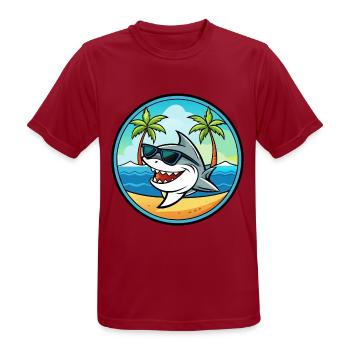 Requin Drôle Dessin Animé Plage D’été Lunettes De Soleil Cool - T-shirt respirant Homme - rouge foncé - Devant - AI Model Male 178 light (178cm)