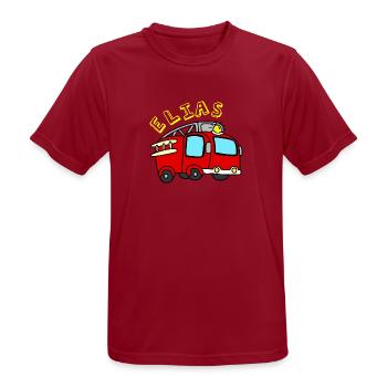 Feuerwehrauto - Männer T-Shirt atmungsaktiv - Dunkelrot - Vorne - AI Model Male 178 light (178cm)