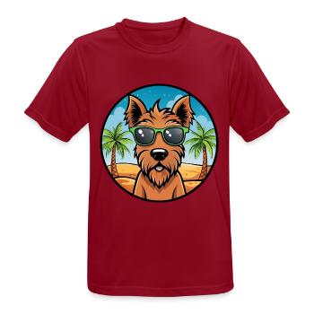 Irish Terrier Hunderasse Cartoon Sonnenbrille Strand - Männer T-Shirt atmungsaktiv - Dunkelrot - Vorne - AI Model Male 178 light (178cm)