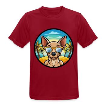 Mexikanische haarlose Hunderasse Cartoon Sonnenbrille Strand - Männer T-Shirt atmungsaktiv - Dunkelrot - Vorne - AI Model Male 178 light (178cm)