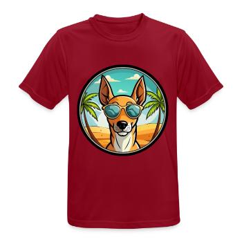 Podenco Ibizenco Hunderasse Cartoon Sonnenbrille Strand - Männer T-Shirt atmungsaktiv - Dunkelrot - Vorne - AI Model Male 178 light (178cm)