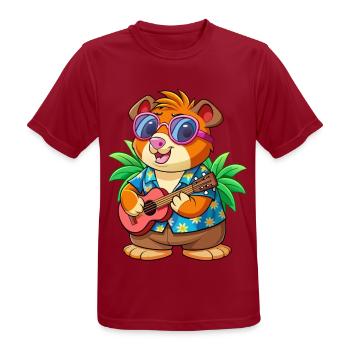 Drôle Cochon D’Inde Lunettes De Soleil De Plage D’été Hawaïen - T-shirt respirant Homme - rouge foncé - Devant - AI Model Male 178 light (178cm)