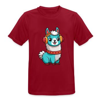 Lama Lustige Zeichentrickfigur Kopfhörer Musik - Männer T-Shirt atmungsaktiv - Dunkelrot - Vorne - AI Model Male 178 light (178cm)