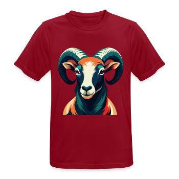 Ram Cartoon Figur Buntes Haustier Tier - Männer T-Shirt atmungsaktiv - Dunkelrot - Vorne - AI Model Male 178 light (178cm)