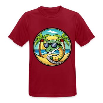 Schlange Lustige Cartoon Sommer Strand Sonnenbrille Cool - Männer T-Shirt atmungsaktiv - Dunkelrot - Vorne - AI Model Male 178 light (178cm)