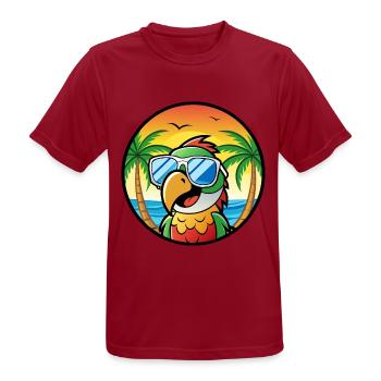 Perroquet Drôle Dessin Animé Plage Été Lunettes De Soleil Cool - T-shirt respirant Homme - rouge foncé - Devant - AI Model Male 178 light (178cm)