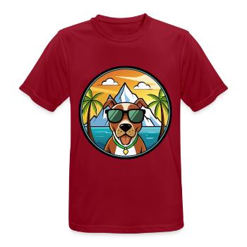 Mountain Cur Hund Rasse Cartoon Sonnenbrille Strand - Männer T-Shirt atmungsaktiv - Dunkelrot - Vorne - AI Model Male 178 light (178cm)