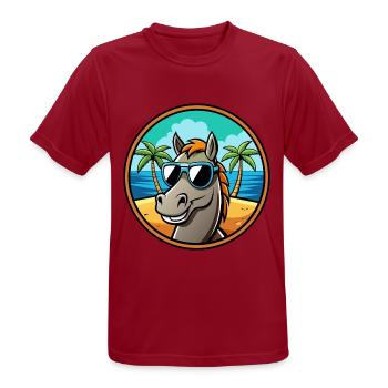 Cheval Drôle Dessin Animé Plage D’été Lunettes De Soleil Cool - T-shirt respirant Homme - rouge foncé - Devant - AI Model Male 178 light (178cm)