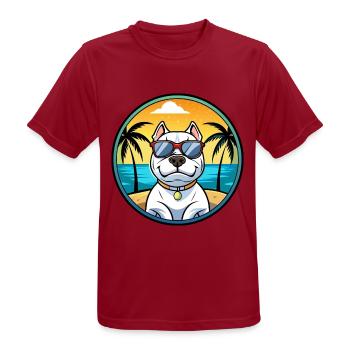 Dogue Argentino Chien Race Dessin Animé Lunettes De Soleil Plage - T-shirt respirant Homme - rouge foncé - Devant - AI Model Male 178 light (178cm)
