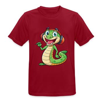 Schlange Lustige Zeichentrickfigur Kopfhörer Musik - Männer T-Shirt atmungsaktiv - Dunkelrot - Vorne - AI Model Male 178 light (178cm)